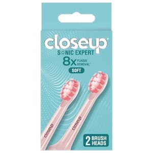 Closeup Sonic Expert Rechargeable Toothbrush Refill Pink, Pack of 2