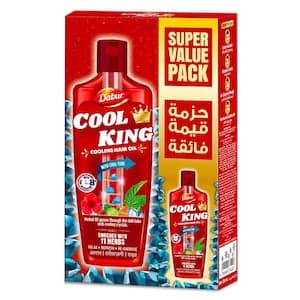 Dabur Cool King Cooling Hair Oil with Chill Tube, Enriched with 11 Herbs, Super Value Pack, 300ml + 85ml
