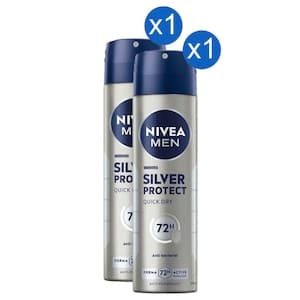 NIVEA Men Silver Protect Anti-Perspirant Deodorant Spray 150ml, Pack of 2