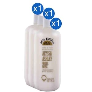 Alyssa Ashley White Musk Hand and Body Moisturiser Lotion 750 ml, Pack of 3