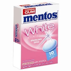 Mentos White Tutti Frutti Sugar Free Chewing Gum, 10 Gums