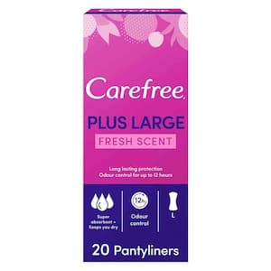 Carefree Plus Large Fresh Scent Panty Liners super absorbent White 20 Liners