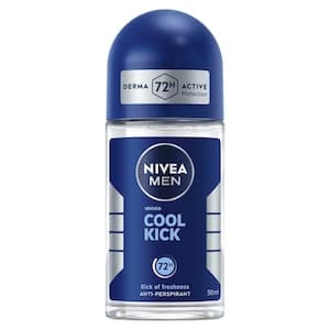 NIVEA MEN Cool Kick, Quick Dry 72h Odour Protection, Deodorant for Men, Fresh Scent, Roll-On 50ml