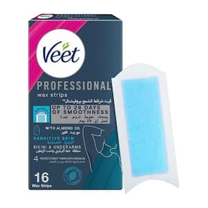 Veet Professional Hair Removal Wax Strips for Sensitive Skin Bikini & Underarms,16 Strips