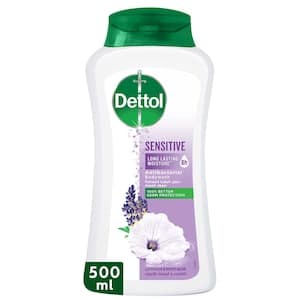 Dettol Sensitive Shower Gel & Body Wash, Lavender & White Musk Scent, 500ml